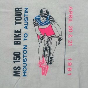 Vintage 1991 MS 150 Houston to Austin Bike Tour T-Shirt XL USA Single Stitch
